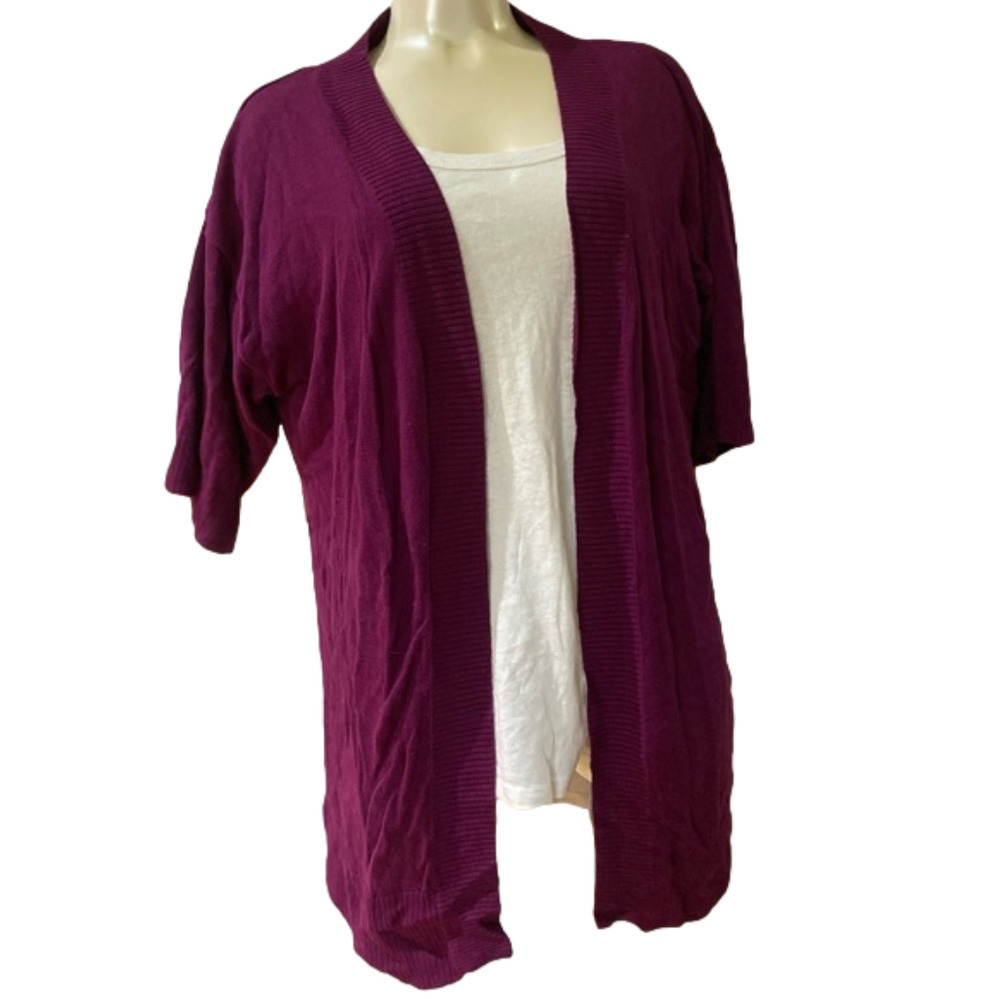 REITMANS lady’s plus size purple short sleeved cardigan